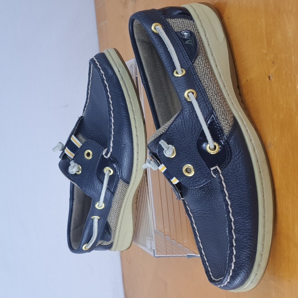Sperry Top-Sider blue leather slip on casual summer boat shoes women's 7.5